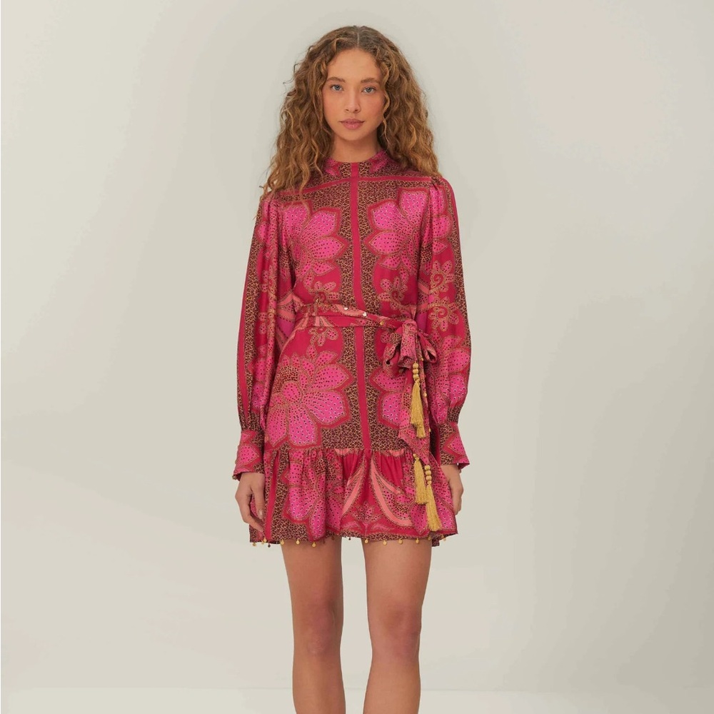 FARM Rio Pink Long Sleeve Dress NWT